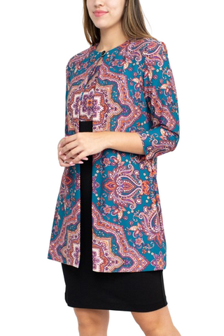 Danny & Nicole Scoop Neck Sleeveless Zipper Back Multi Print Crepe Dress with Matching Jacket - By Baano