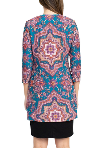 Danny & Nicole Scoop Neck Sleeveless Zipper Back Multi Print Crepe Dress with Matching Jacket - By Baano