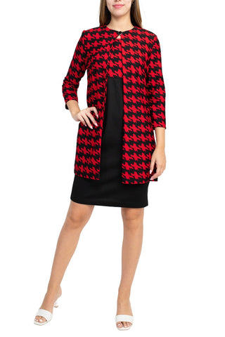 Danny & Nicole Scoop Neck Sleeveless Zipper Back Multi Print Knit Dress with Matching Jacket - By Baano