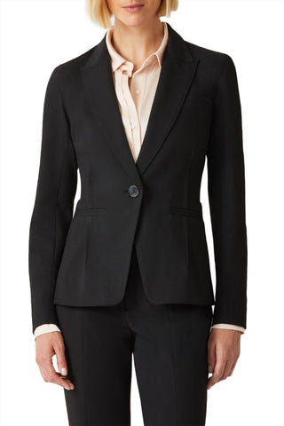 Ecru Designs Lapel Collar One Button Long Sleeve Silt Back Crepe Blazer - By Baano