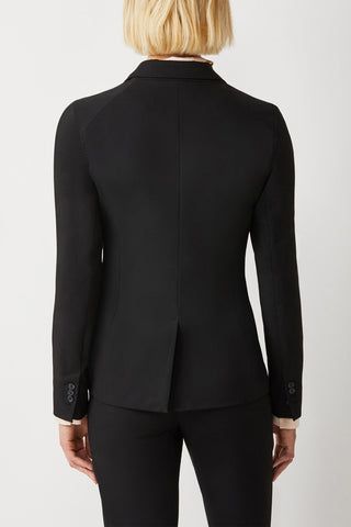 Ecru Designs Lapel Collar One Button Long Sleeve Silt Back Crepe Blazer - By Baano