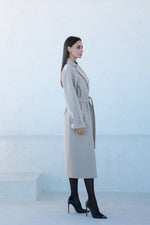 Classic Brushed Cashmere Wool Blend Overcoat in Beige