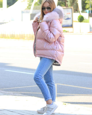 ⇆ Nicole Genuine Polar Fox Reversible Down Coat - By Baano