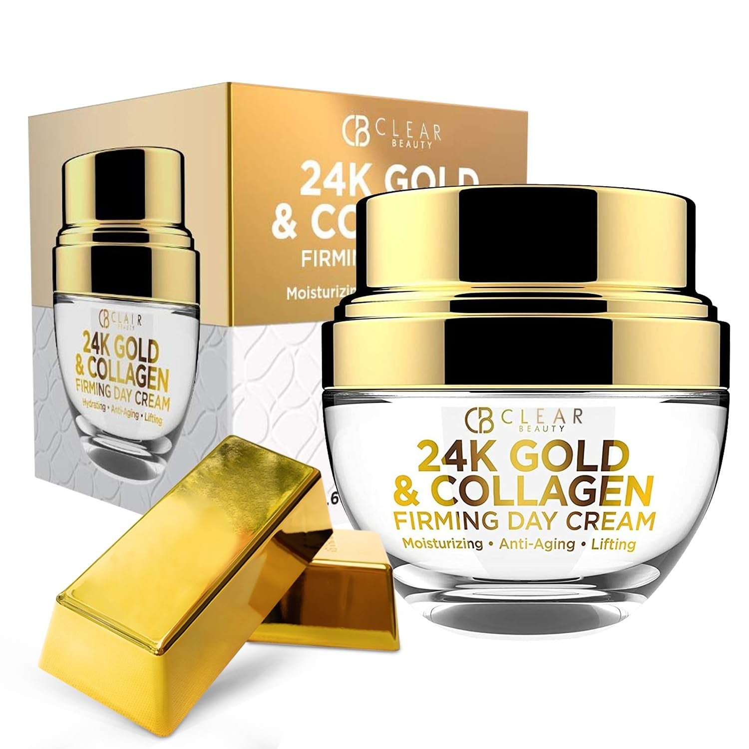 24K Gold & Collagen Daily Face Moisturizer - Dermatologist Tested, Reduces Fine Lines, Anti-Aging, Clean Beauty, Cruelty-Free Korean Skincare, All Skin Types - 1.69 Oz