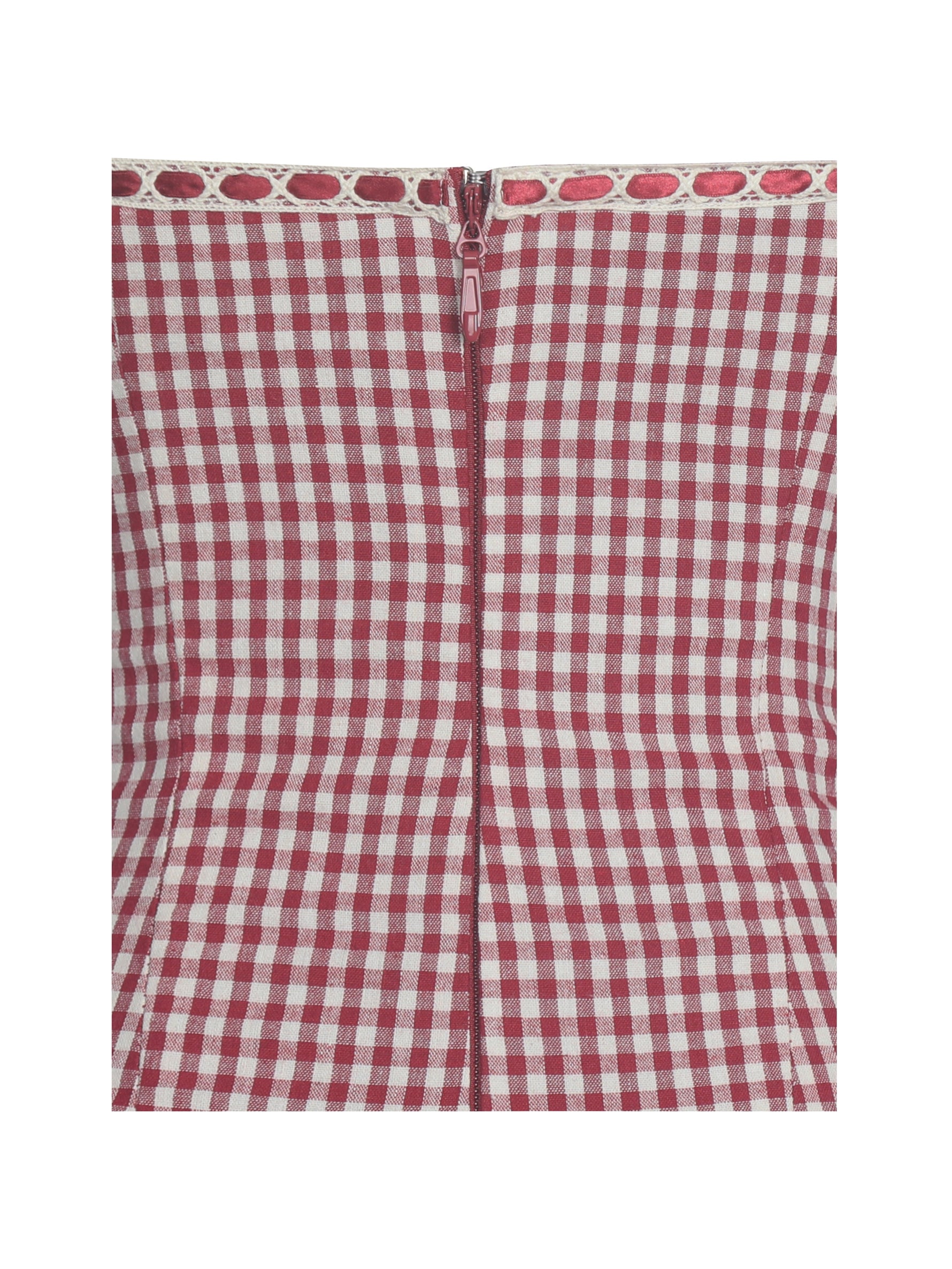 Susanna Red Gingham Halter Drop Waist Midi Dress
