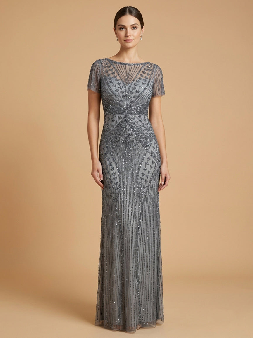 Lara 28856 - Beaded Flutter Sleeve Gown Lara New York