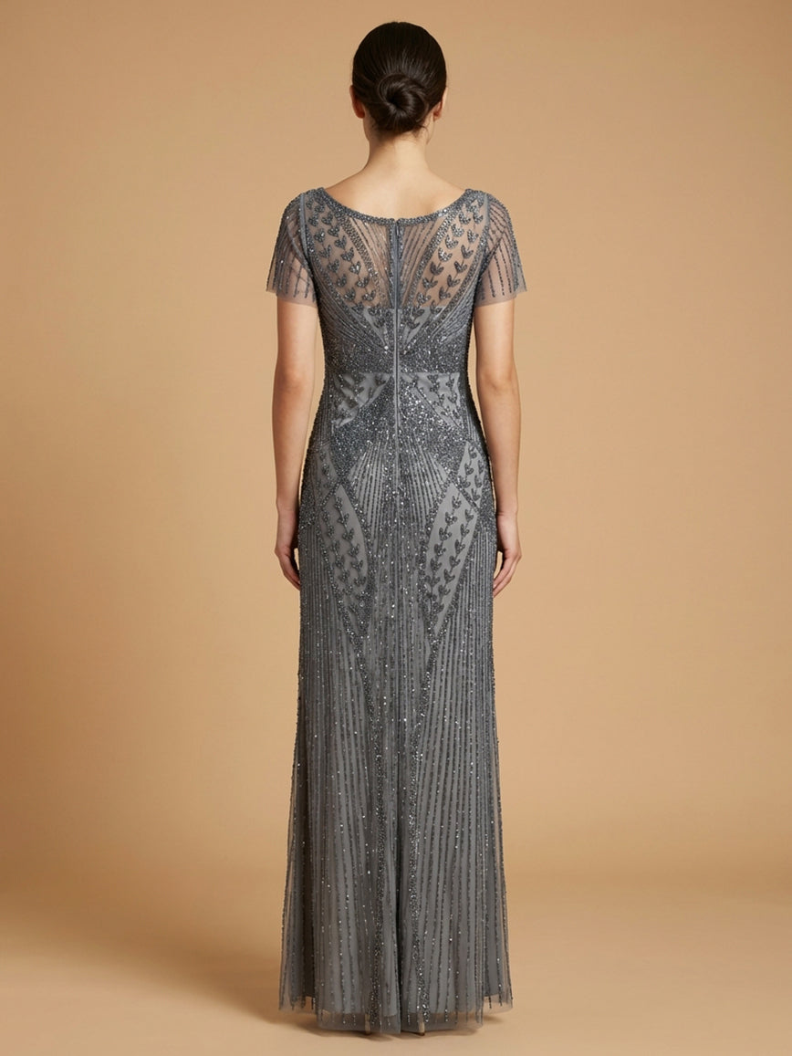 Lara 28856 - Beaded Flutter Sleeve Gown Lara New York