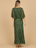 Beaded Gown with Cape Sleeves Lara New York