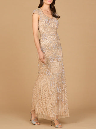 Beaded Mermaid Cap Sleeve Gown - By Baano
