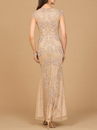 Beaded Mermaid Cap Sleeve Gown - By Baano