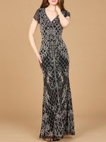 Cap Sleeve Mermaid Beaded Gown Lara New York