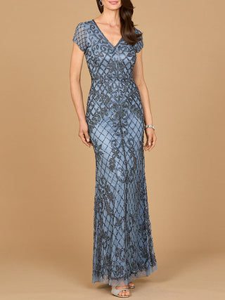 Cap Sleeve Mermaid Beaded Gown - By Baano