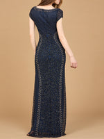 Beaded Mermaid Cap Sleeve Gown Lara New York