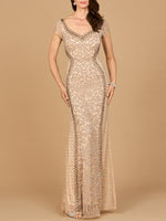 Beaded Mermaid Cap Sleeve Gown Lara New York