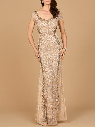 Beaded Mermaid Cap Sleeve Gown - By Baano
