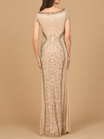 Beaded Mermaid Cap Sleeve Gown Lara New York