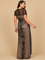 Lara 28869 - Beaded Cap Sleeve Illusion Plunge Gown