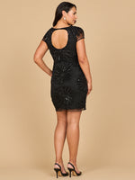 Lara 28872 - Cap Sleeve Beaded Sparkling Cocktail Dress