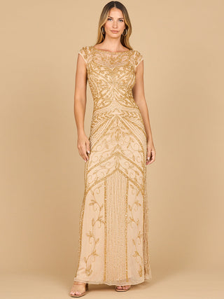 Lara 28876 - Beaded Cap Sleeve Sheath Gown