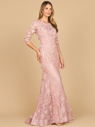 Short Sleeve Lace Mermaid Gown - By Baano