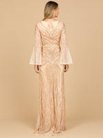 Lara 28887 - High Neck Beaded Dress with Bell Sleeves