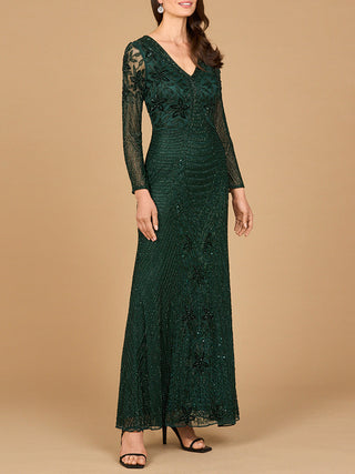 Long Sleeve Beaded Gown - By Baano
