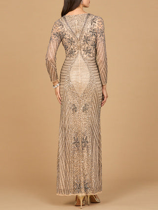 Long Sleeve Beaded Gown - By Baano