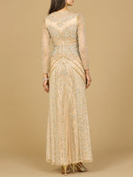 Illusion Neck, Long Sleeve Beaded Gown - By Baano
