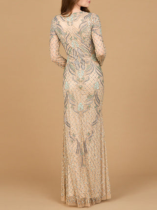 Long Sleeve Beaded Gown - By Baano