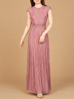Cap Sleeve, Illusion Neck Beaded Gown - By Baano