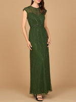 Cap Sleeve, Illusion Neck Beaded Gown - By Baano