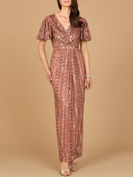 Fully Beaded Gown with Flutter Sleeves - By Baano