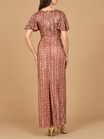 Fully Beaded Gown with Flutter Sleeves - By Baano