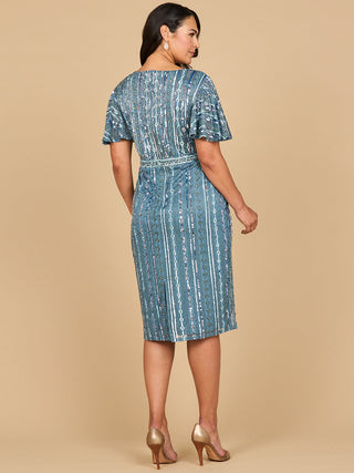 Beaded Midi Dress with Flutter Sleeves - By Baano