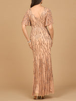 Beaded Gown with Flutter Sleeves - By Baano