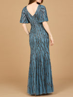 Beaded Gown with Flutter Sleeves - By Baano