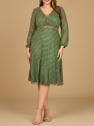 Beaded Midi Dress with Long Sleeves - By Baano