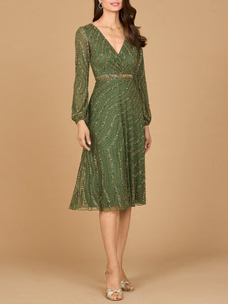 Beaded Midi Dress with Long Sleeves - By Baano
