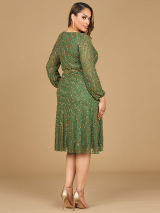 Beaded Midi Dress with Long Sleeves - By Baano