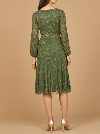 Beaded Midi Dress with Long Sleeves - By Baano