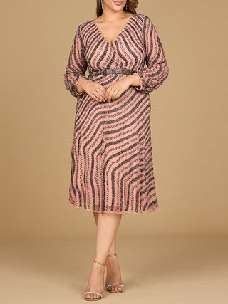 Beaded Midi Dress with Long Sleeves - By Baano