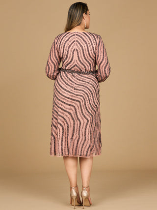Beaded Midi Dress with Long Sleeves - By Baano