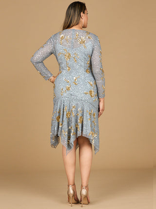 Beaded Midi Dress with Asymmetrical Hem