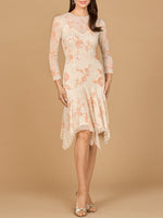 Beaded Midi Dress with Asymmetrical Hem Lara New York