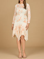 Beaded Midi Dress with Asymmetrical Hem Lara New York