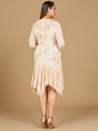 Beaded Midi Dress with Asymmetrical Hem