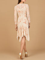 Beaded Midi Dress with Asymmetrical Hem Lara New York