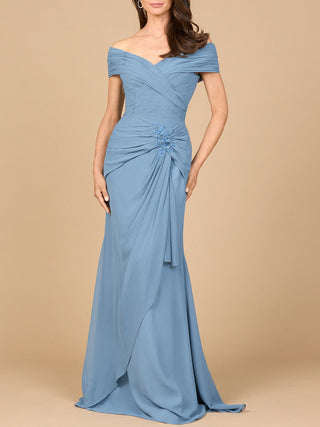 Off Shoulder Elegant Chiffon Gown - By Baano