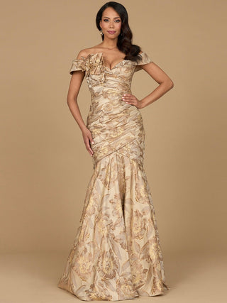 Off Shoulder Brocade Mermaid Gown
