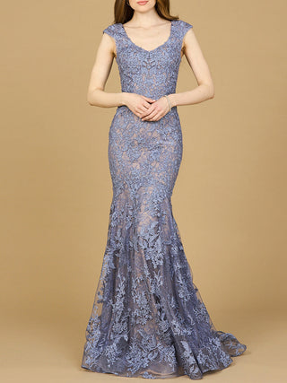 Sleeveless Mermaid Lace Embroidered Gown - By Baano